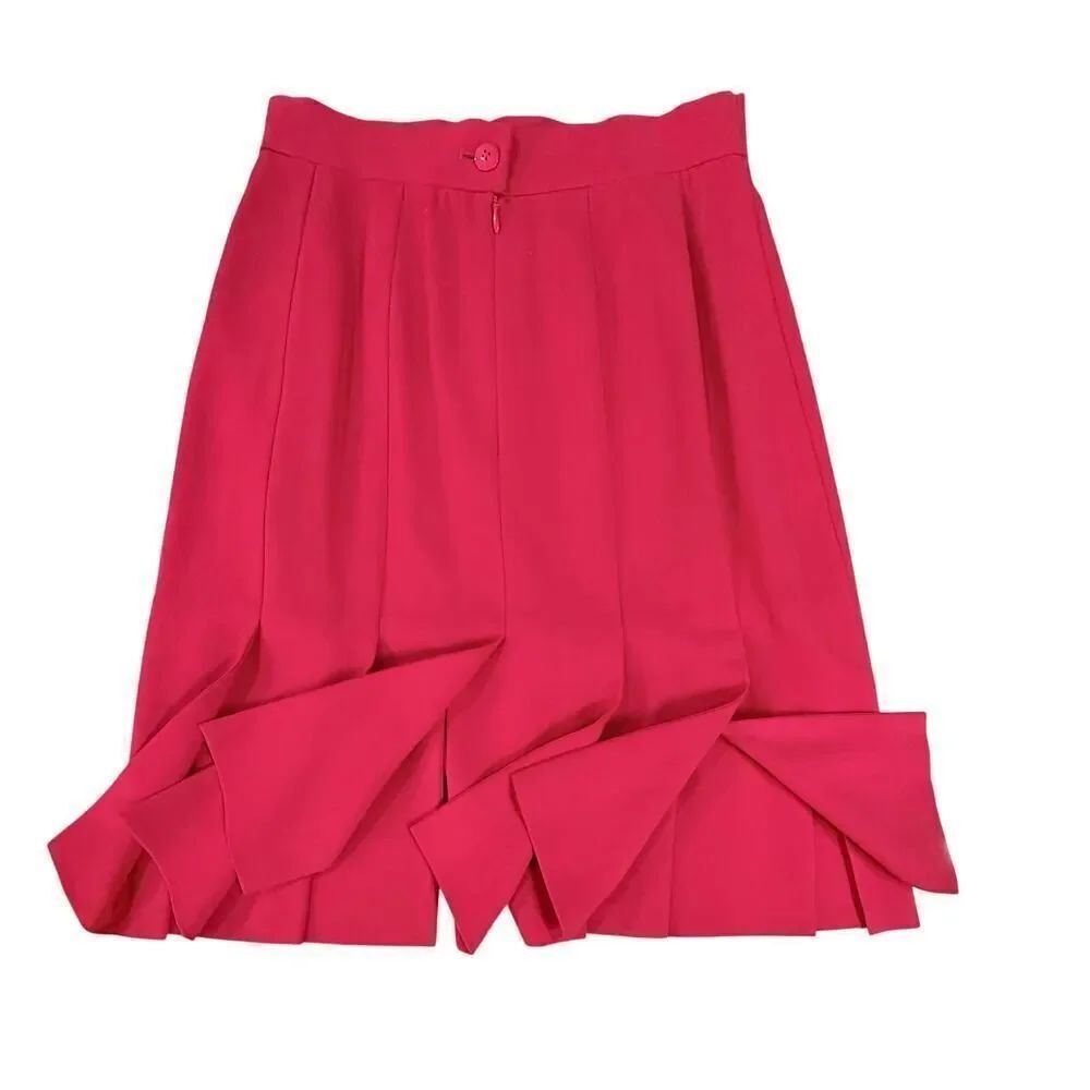 VTG Escada 100% New Wool Red Trumpet Panel Skirt Godet Flare Academia Careerwear - Picture 13 of 14